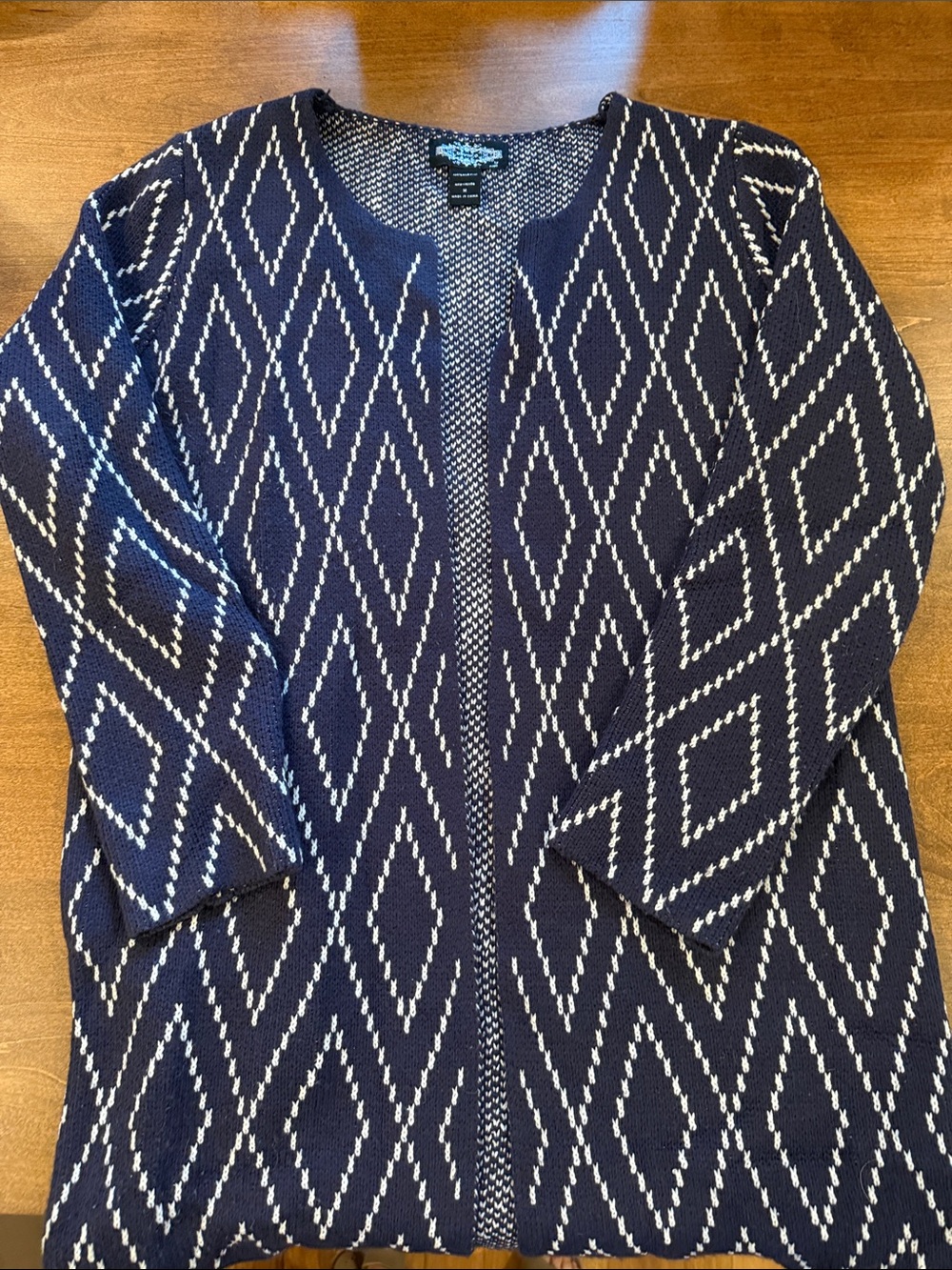 Patterned Navy Open-Front Cardigan by Croft & Barrow